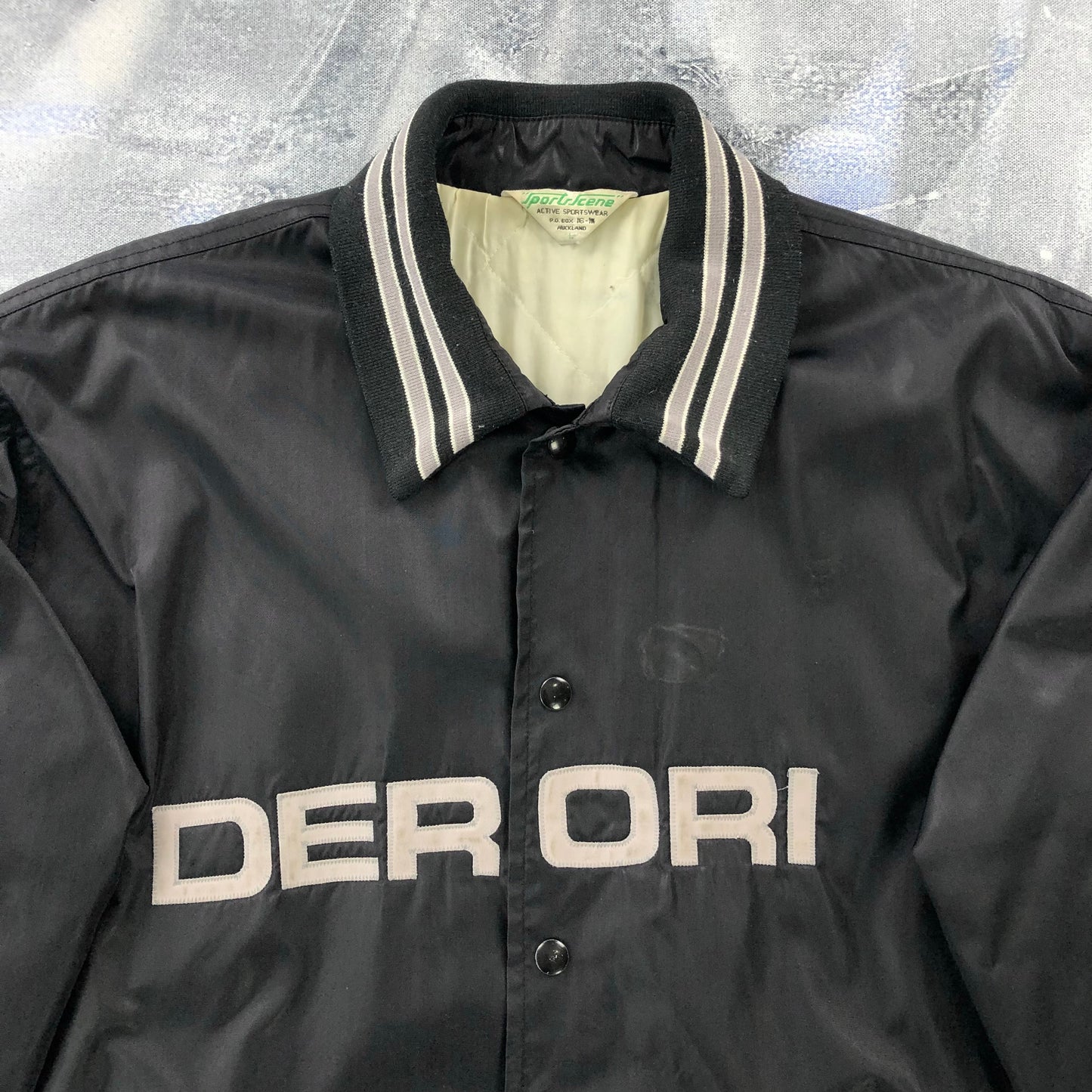 Vintage Derori Auckland New Zealand Quilted Lined Satin Bomber Button Jacket L