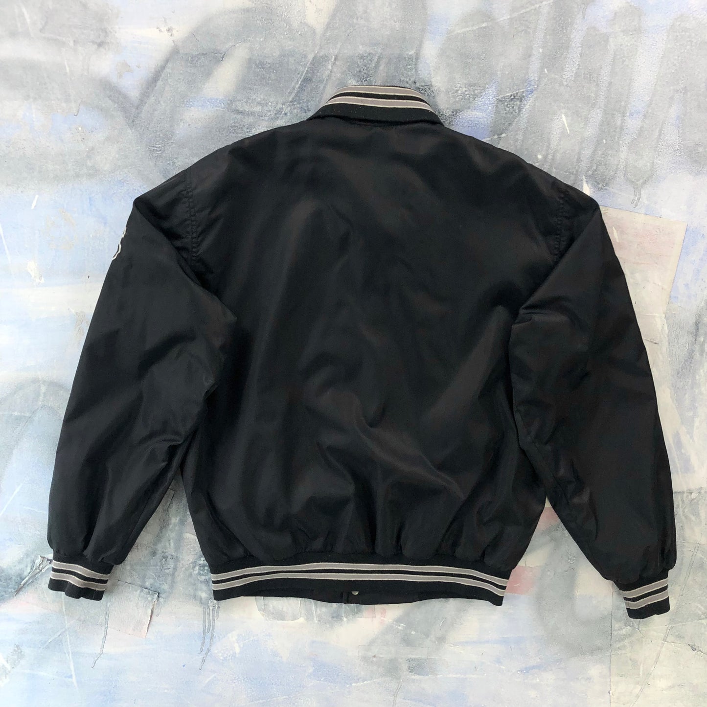 Vintage Derori Auckland New Zealand Quilted Lined Satin Bomber Button Jacket L