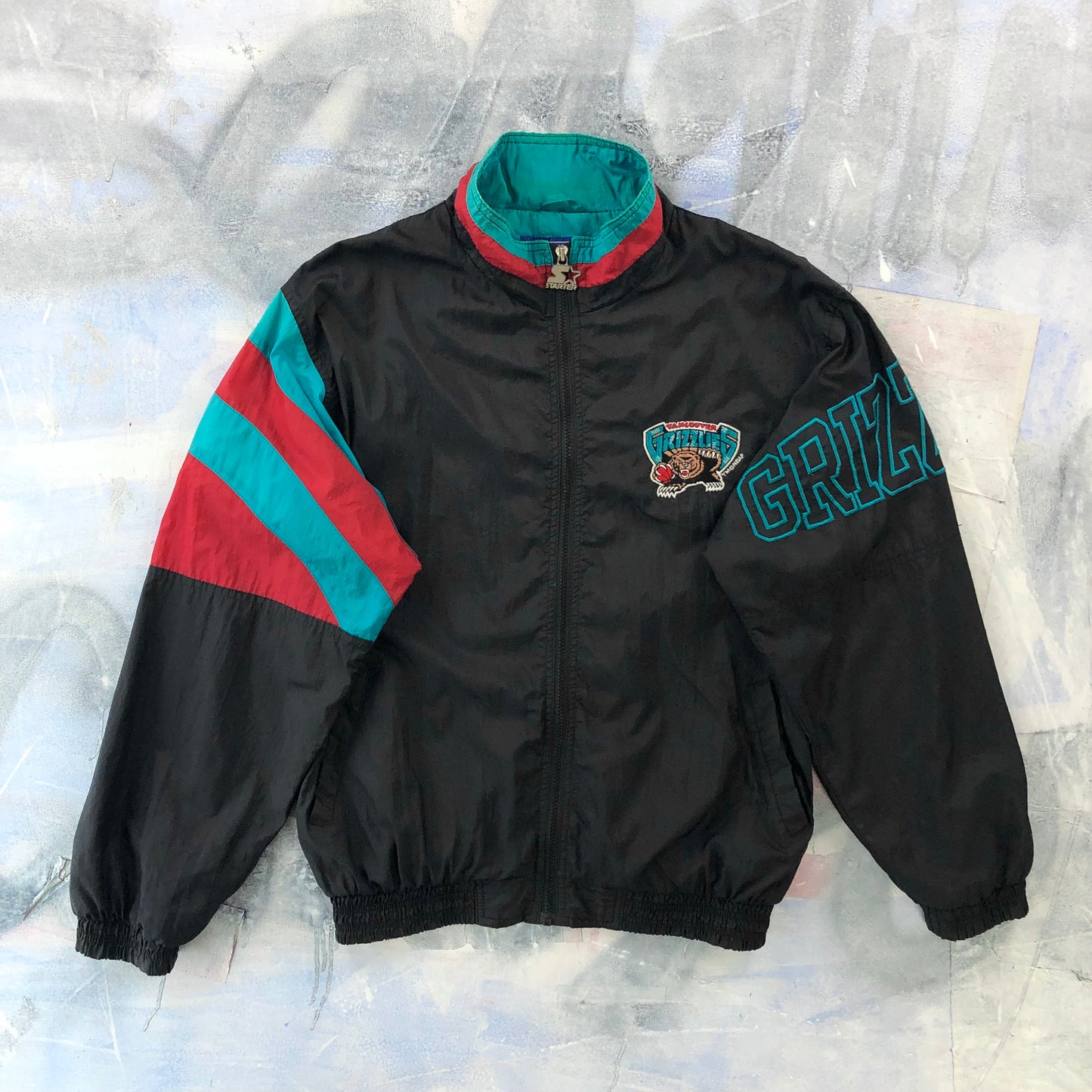 Vintage 90s Starter NBA Vancouver Grizzlies Windbreaker Zip Jacket M