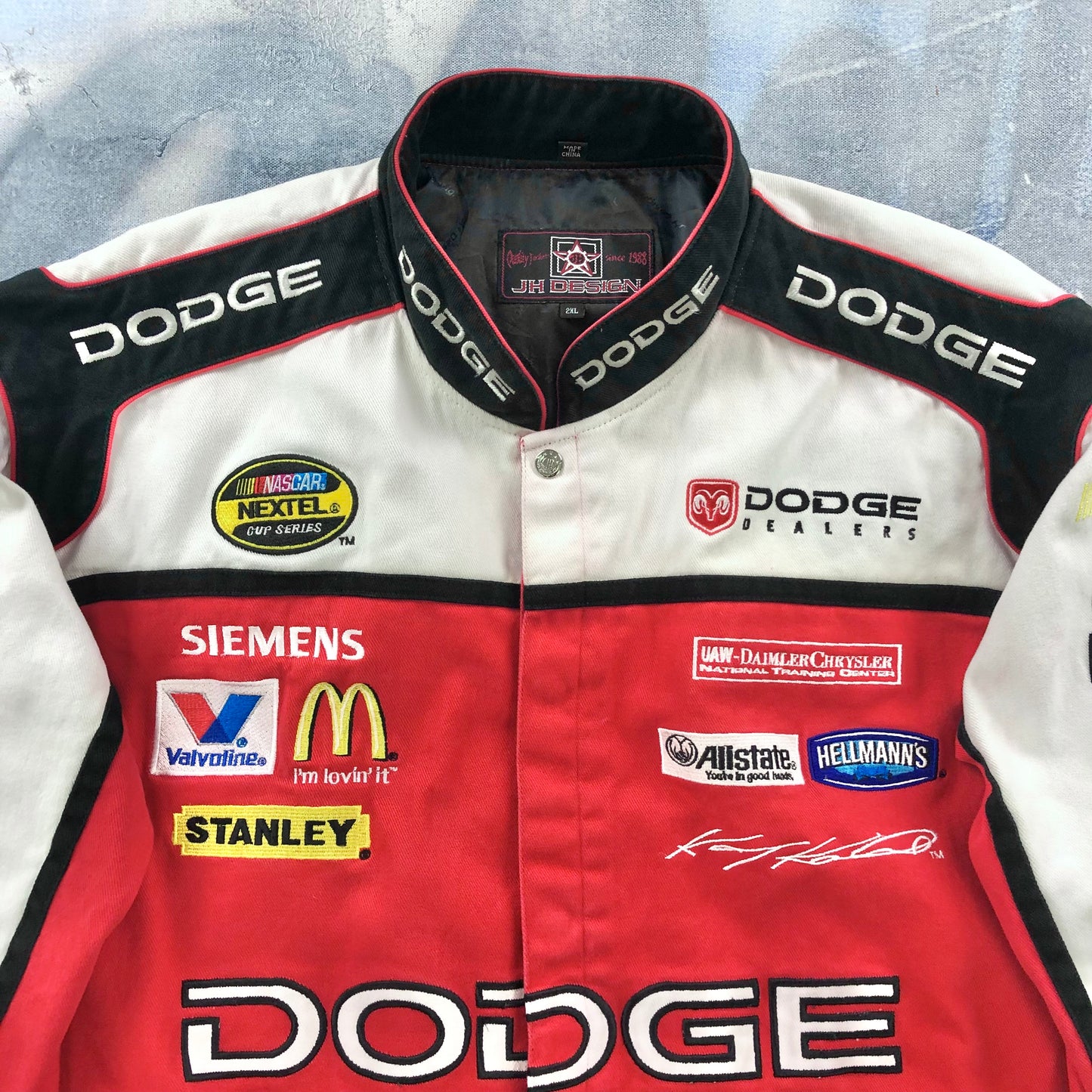 Vintage JH Design Dodge Nascar Kasey Kane 9 Racing Zip Jacket XXL