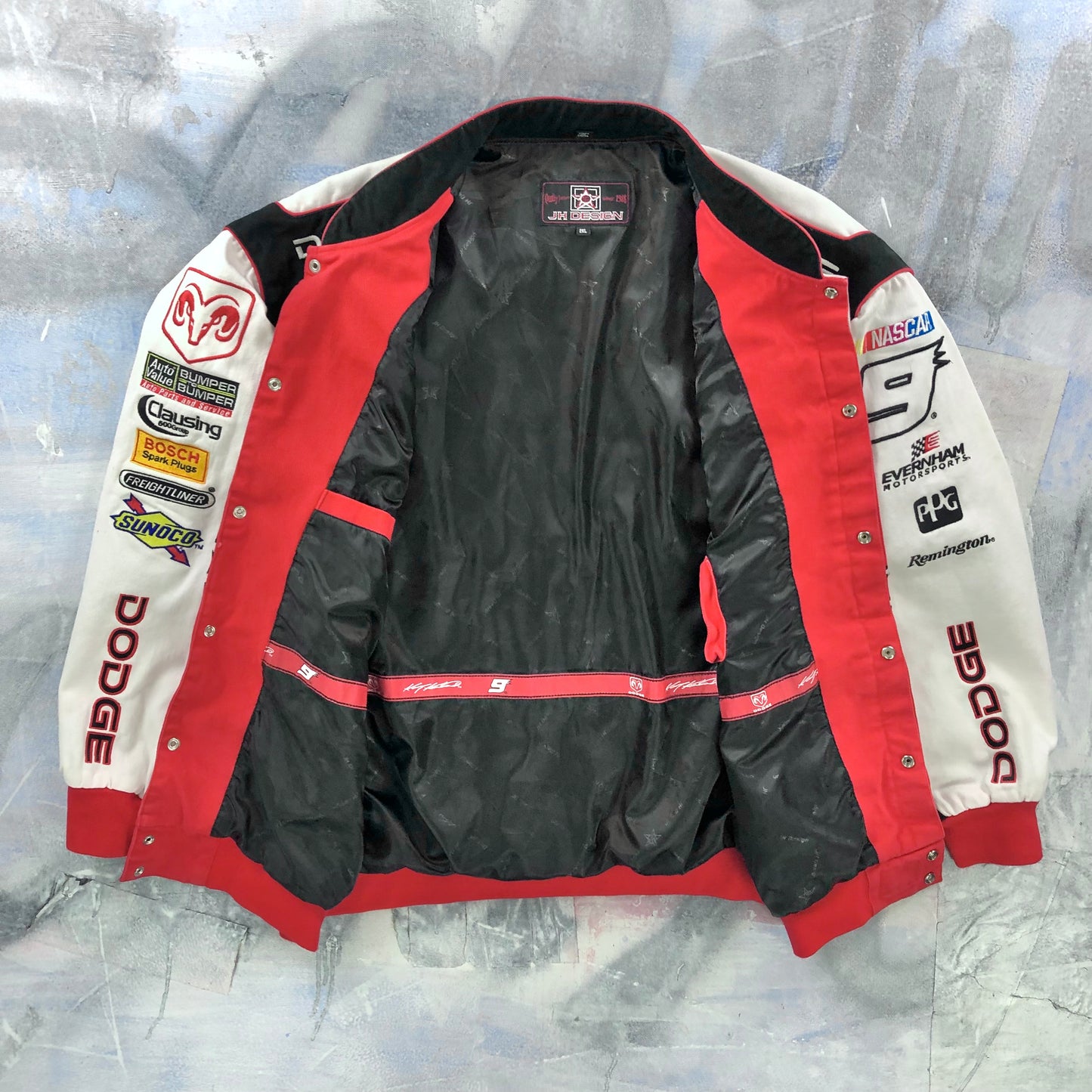 Vintage JH Design Dodge Nascar Kasey Kane 9 Racing Zip Jacket XXL