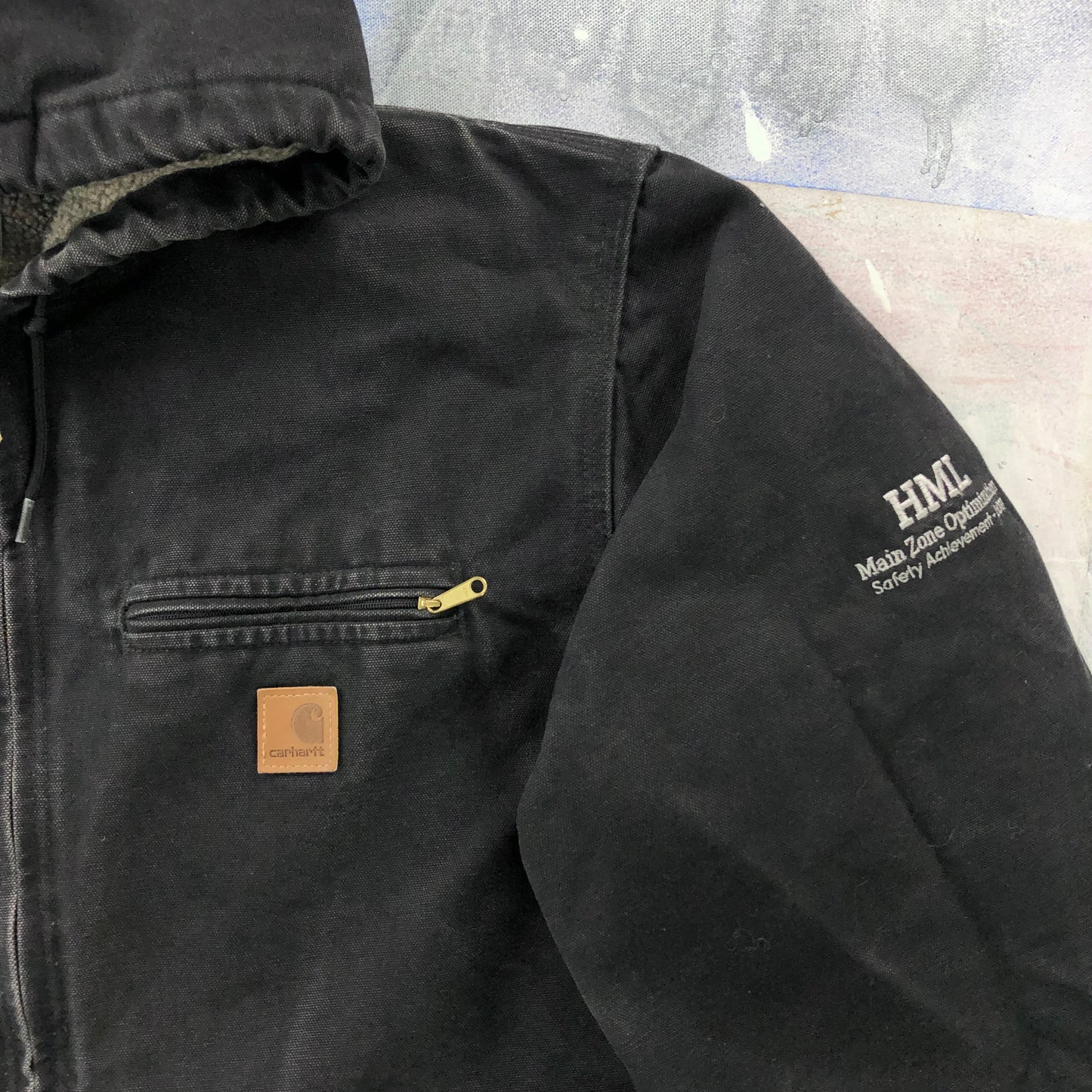 Vintage Cahartt J141 Sherpa Lined Hooded Zip Workwear Jacket XL