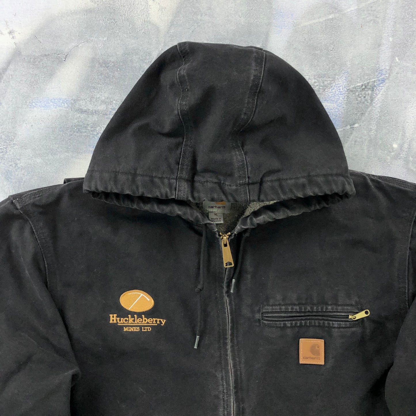 Vintage Cahartt J141 Sherpa Lined Hooded Zip Workwear Jacket XL