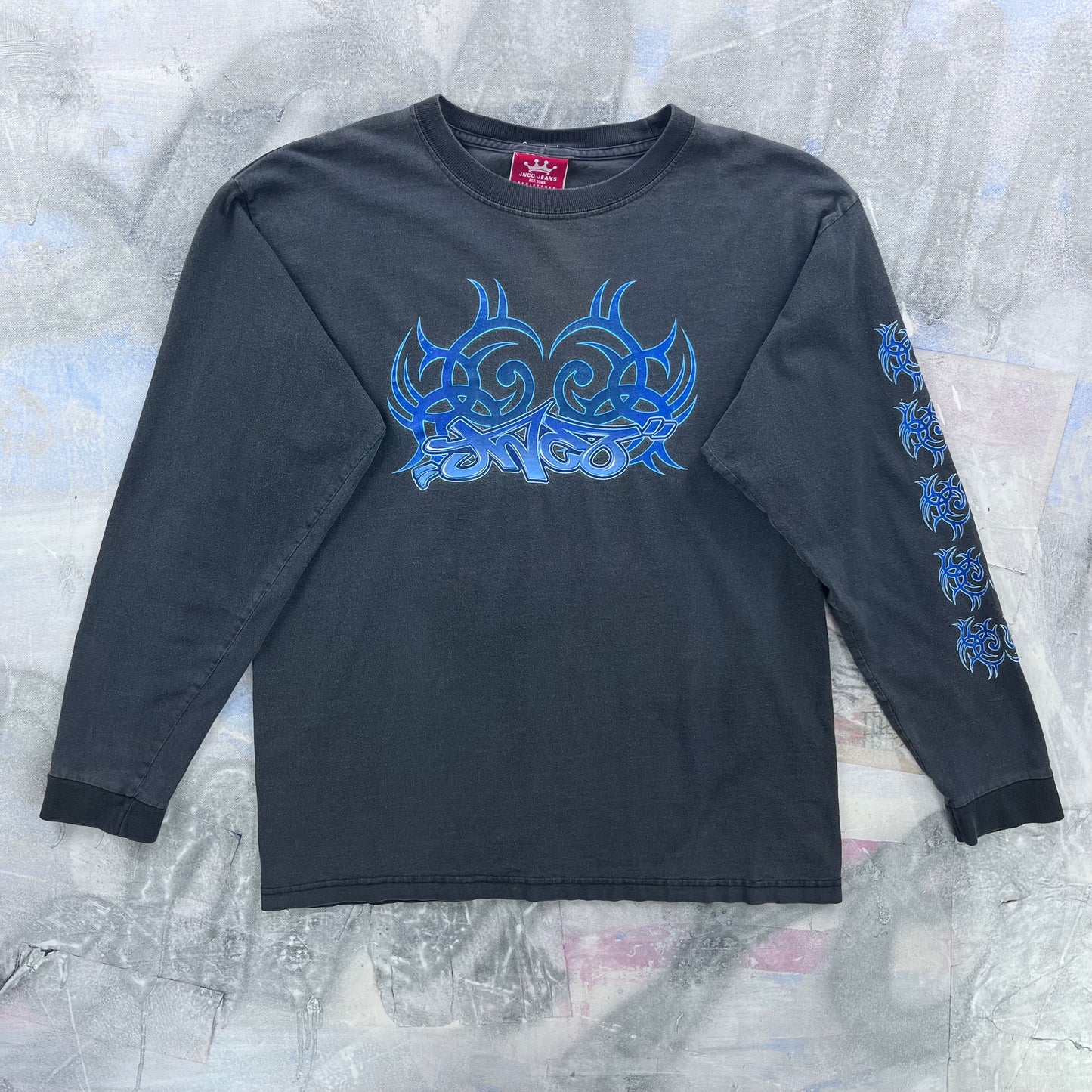 Vintage Y2K USA JNCO Jeans Tribal Long Sleeve T Shirt L