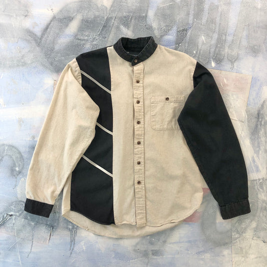 Vintage Brooks & Dunn Western Two Tone Band Collar Shirt L