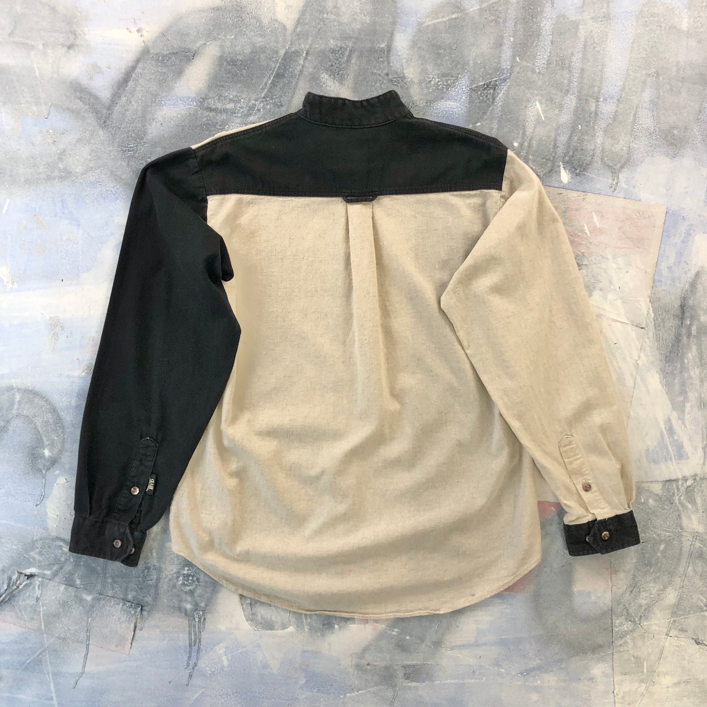 Vintage Brooks & Dunn Western Two Tone Band Collar Shirt L