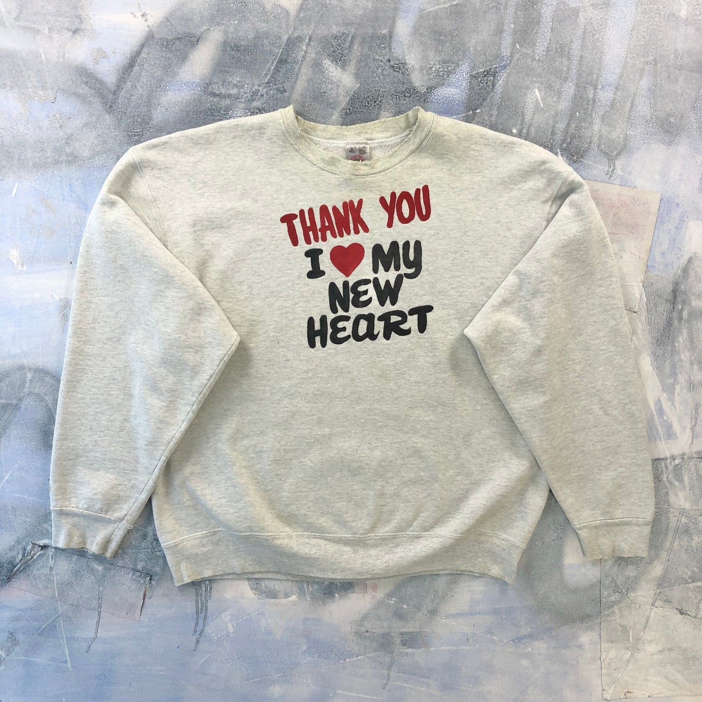 Vintage USA 90s Thank you I Love My New Heart Crewneck Sweatshirt XL