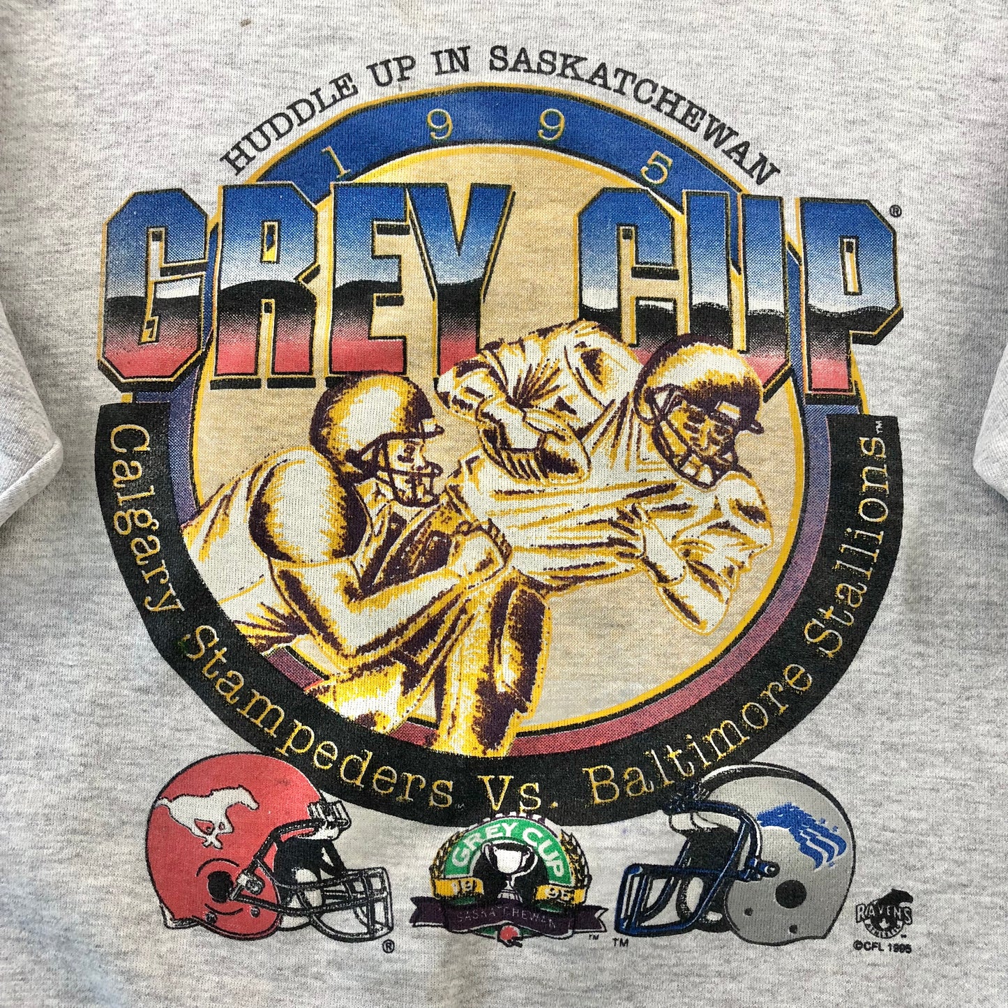 Vintage USA 1995 CFL Grey Cup Calgary Stampeders Vs Baltimore Stallions Crewneck Sweatshirt XL