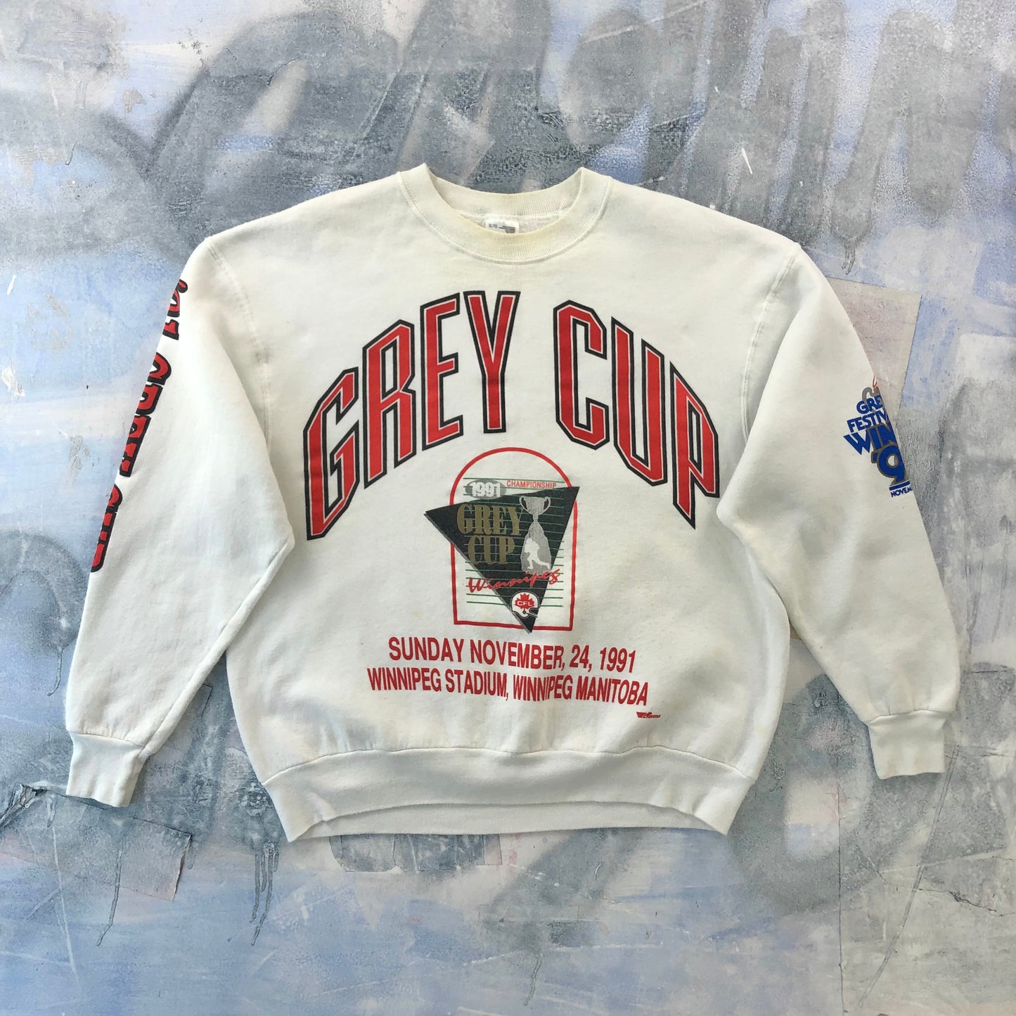 Vintage 1991 Grey Cup CFL Calgary Stampeders Vs Toronto Argonauts Crewneck Sweatshirt XL