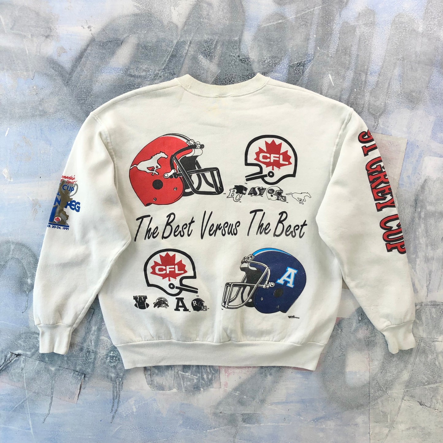 Vintage 1991 Grey Cup CFL Calgary Stampeders Vs Toronto Argonauts Crewneck Sweatshirt XL