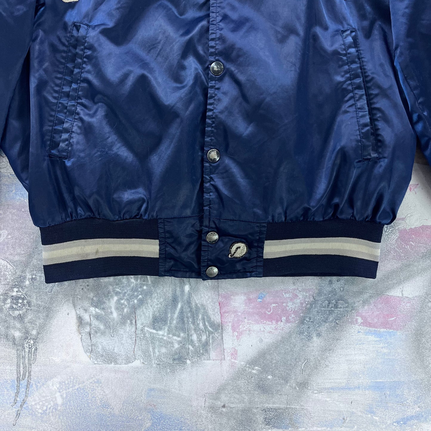 Vintage Georgetown University Hoyas Lined Satin Bomber Button Jacket L