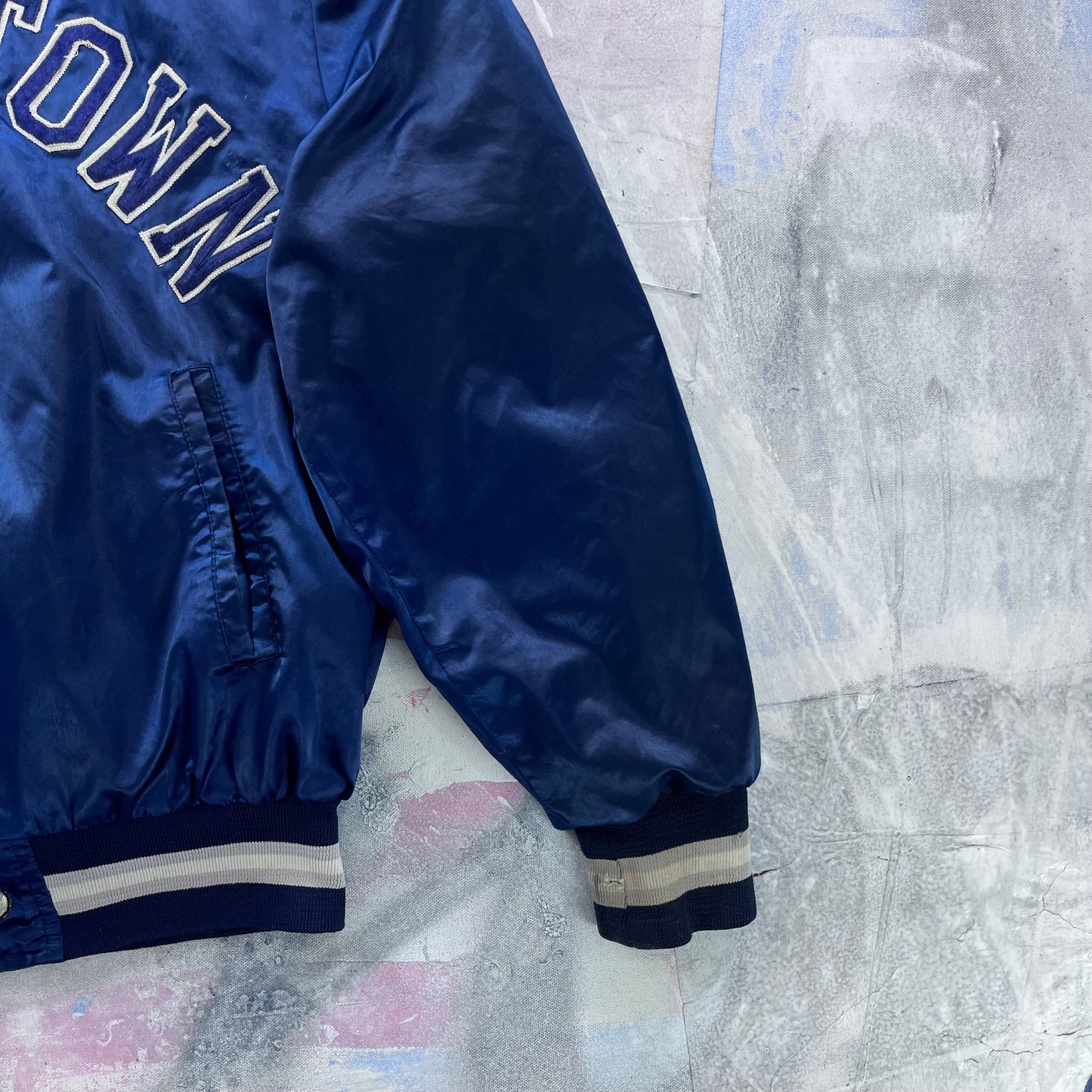 Vintage Georgetown University Hoyas Lined Satin Bomber Button Jacket L