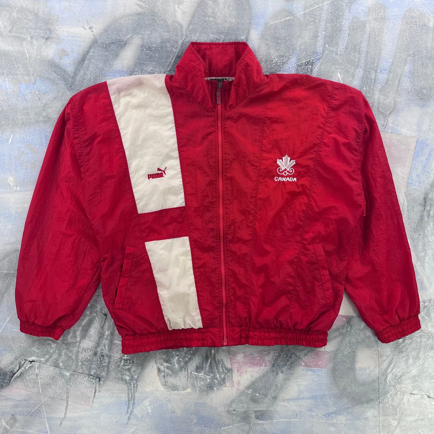 Vintage 90s Puma Team Canada Lined Windbreaker Zip Jacket M