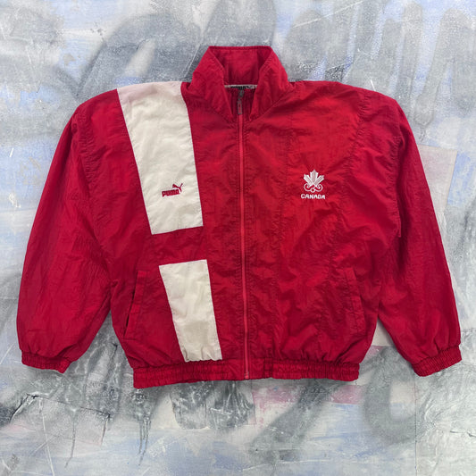 Vintage 90s Puma Team Canada Lined Windbreaker Zip Jacket M