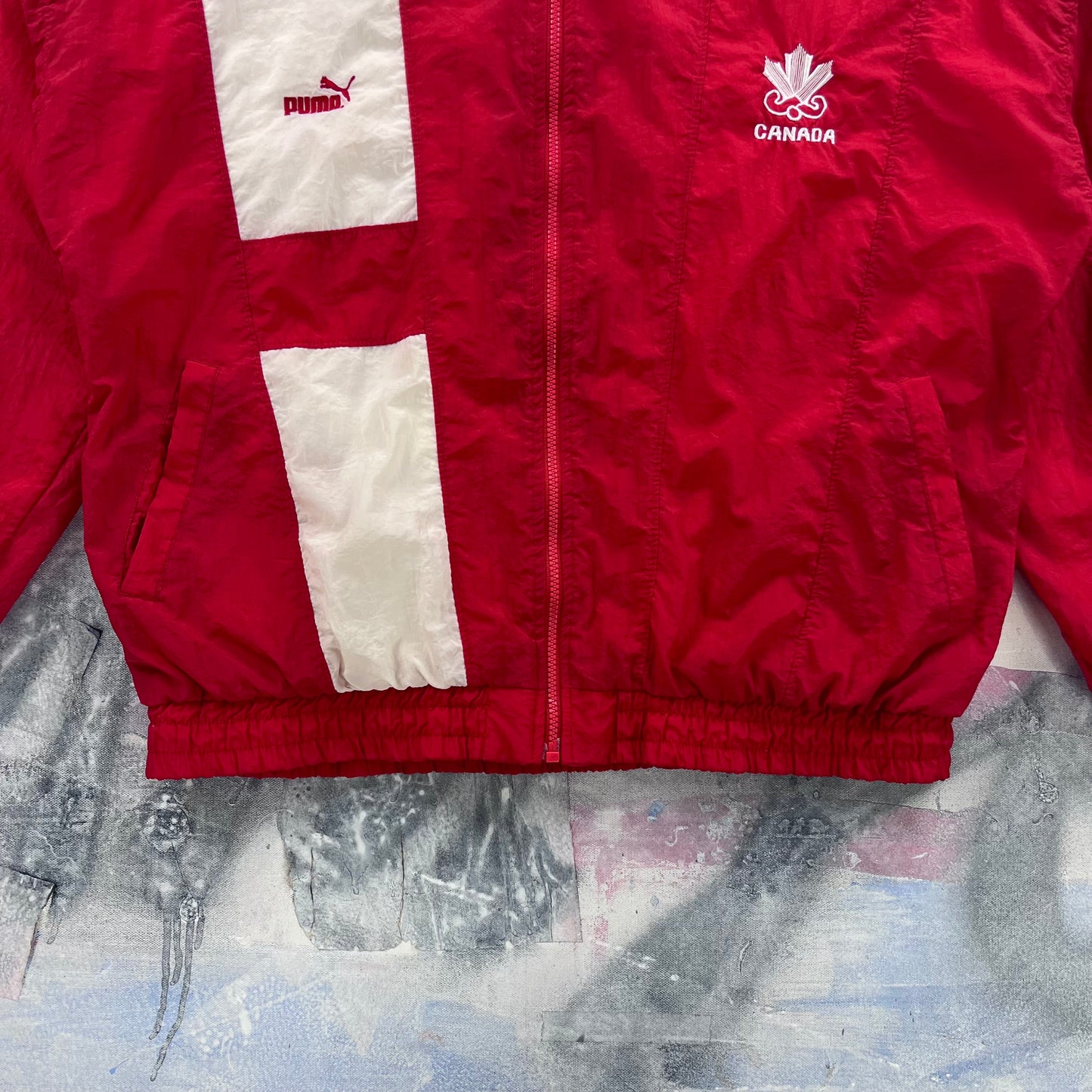 Vintage 90s Puma Team Canada Lined Windbreaker Zip Jacket M