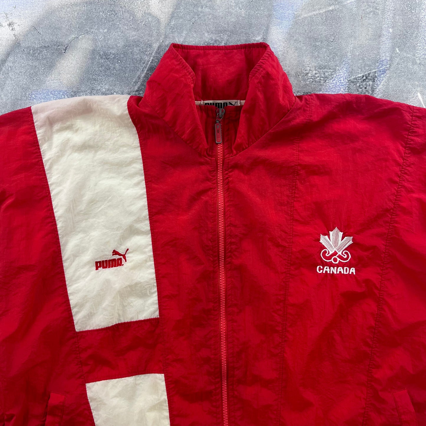 Vintage 90s Puma Team Canada Lined Windbreaker Zip Jacket M