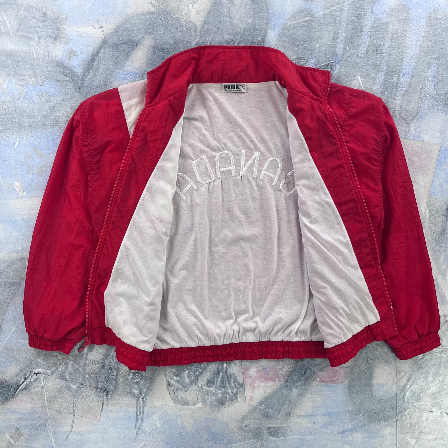 Vintage 90s Puma Team Canada Lined Windbreaker Zip Jacket M
