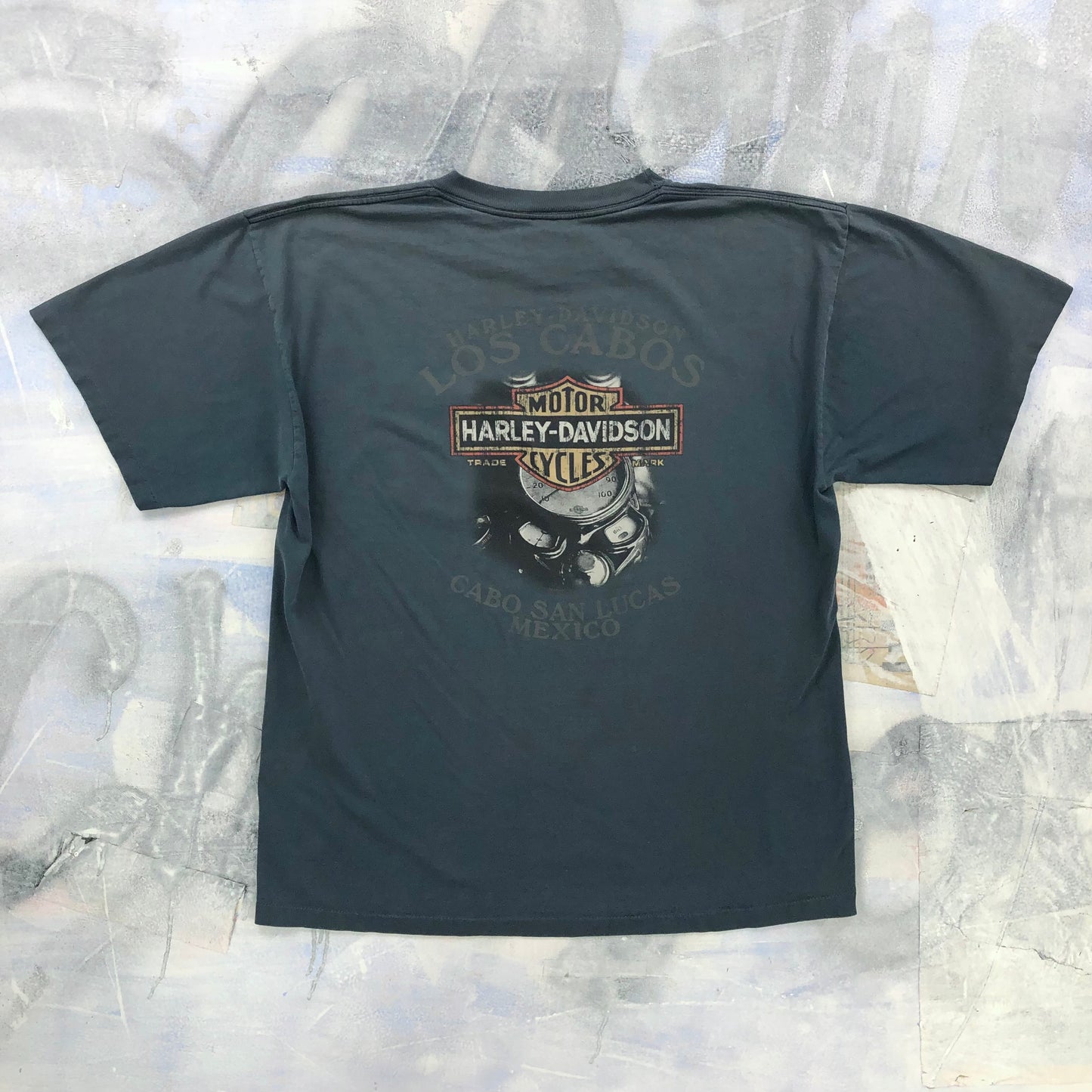 Vintage USA Harley Davidson Motorcycles Los Cabos Cabo San Lucas Chest Pocket T Shirt XL