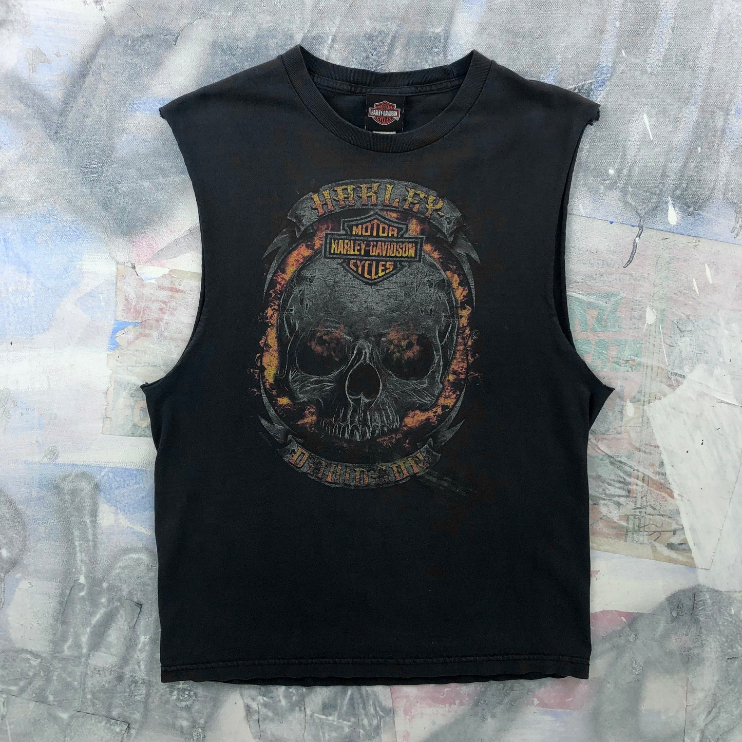 Harley Davidson Motorcycles Skull Flames Cozumel Mexico T Shirt L