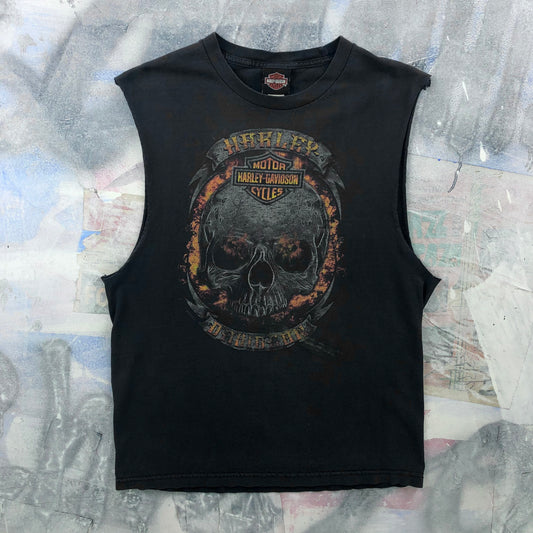 Harley Davidson Motorcycles Skull Flames Cozumel Mexico T Shirt L