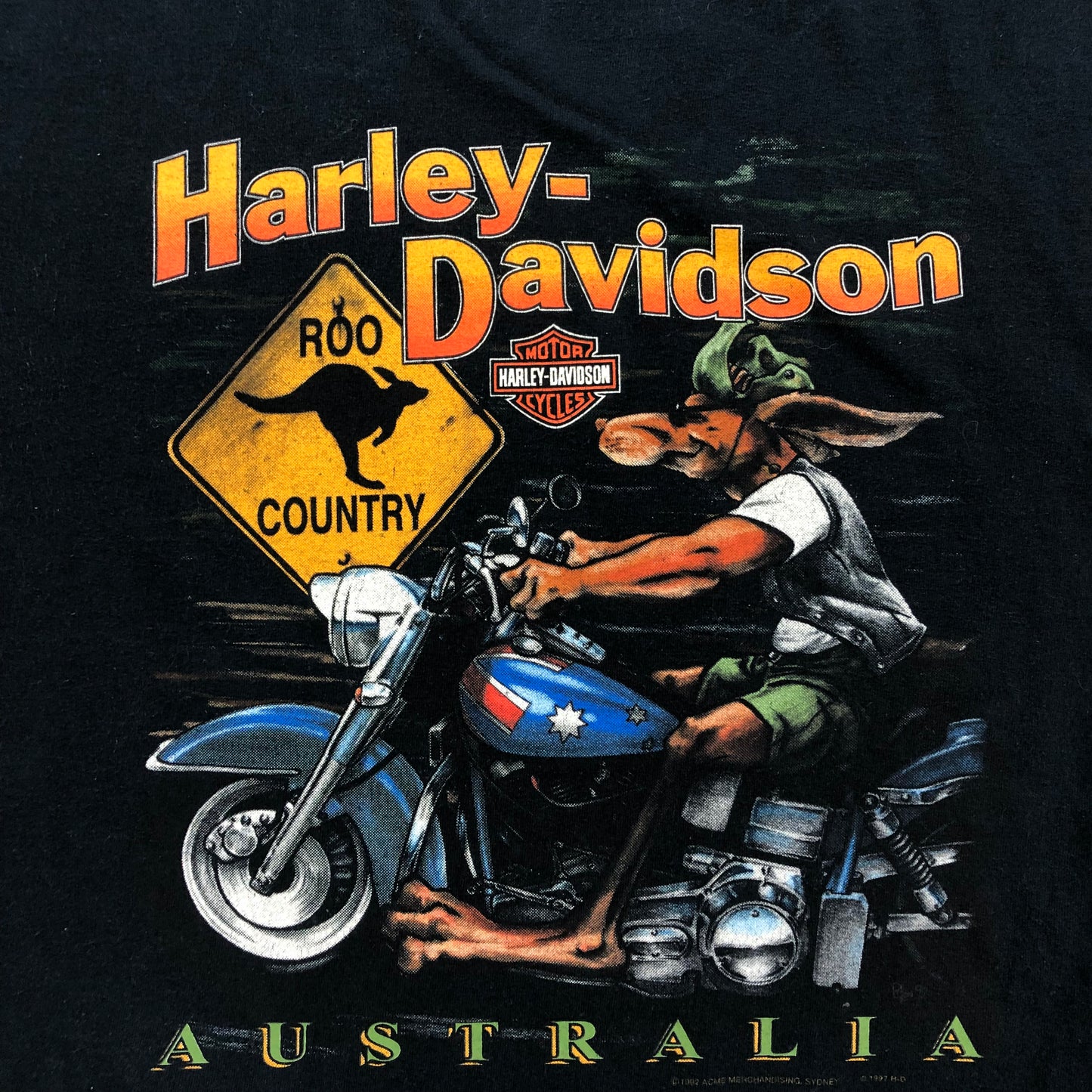 Vintage 90s Harley Davidson Motorcycles Australia Kangaroo T Shirt L