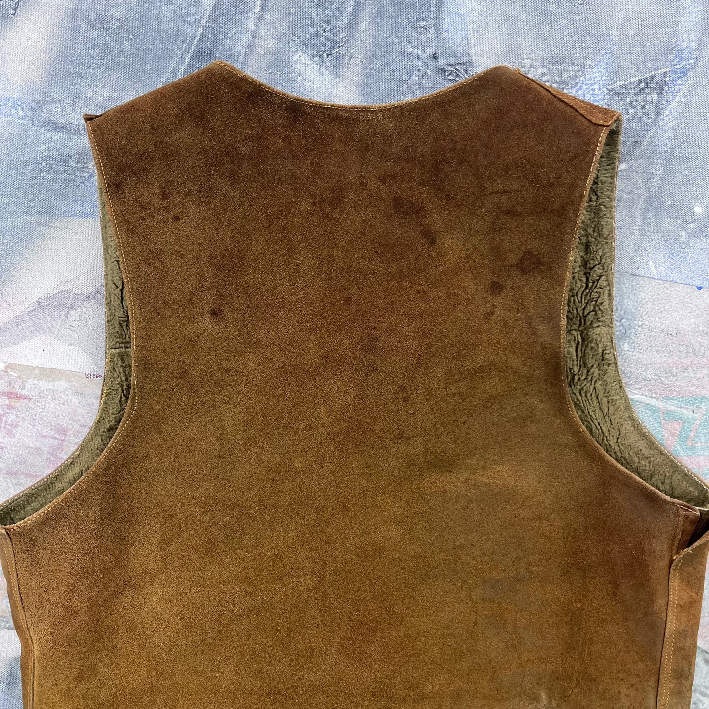 Vintage Western Suede Leather Sherpa Lined Buckel Strap Vest M