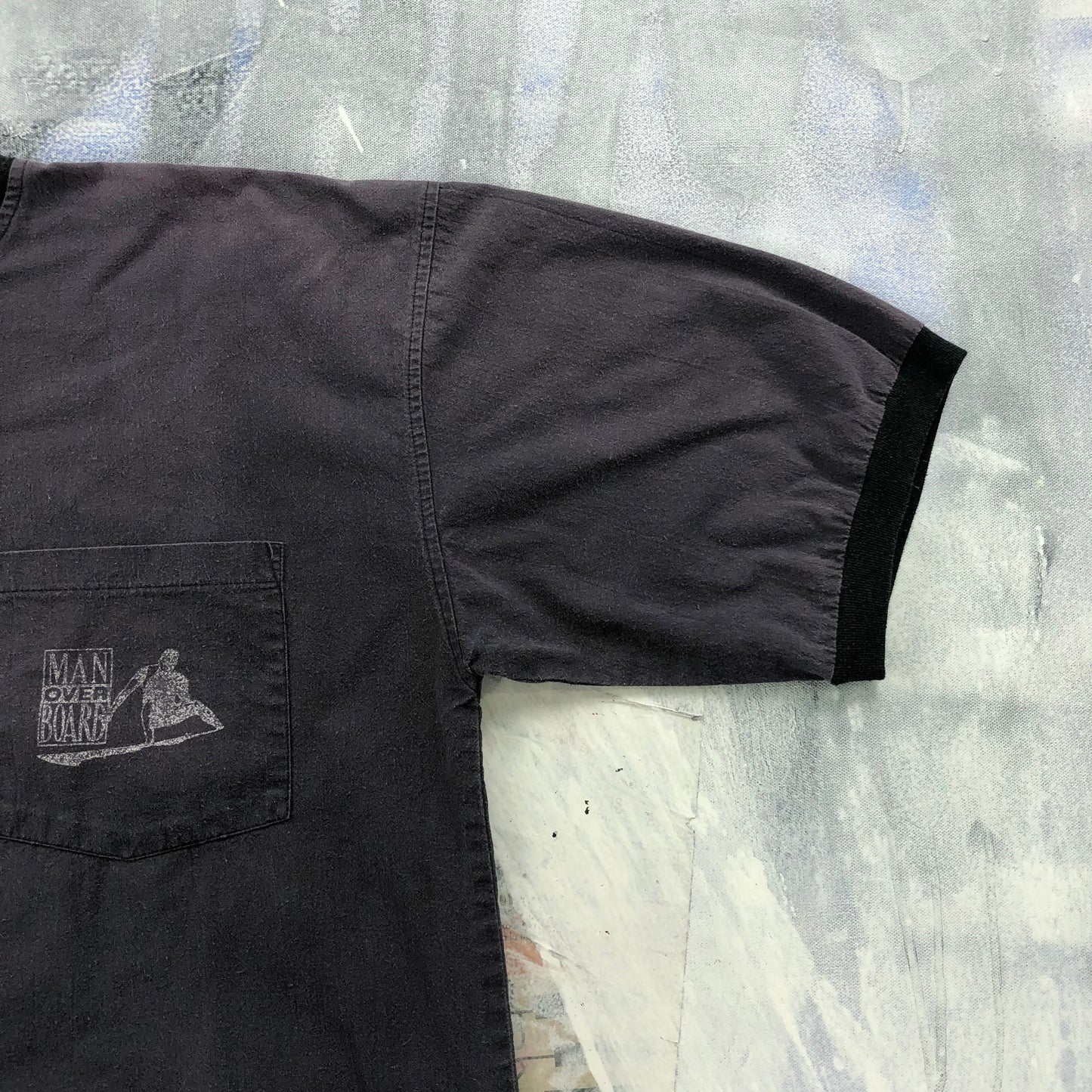 Vintage Man Over Board Surfing Ringer T Shirt XXL