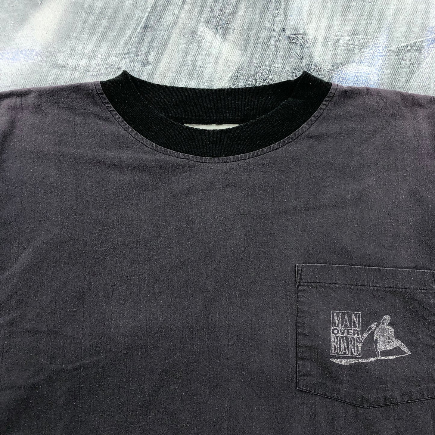 Vintage Man Over Board Surfing Ringer T Shirt XXL