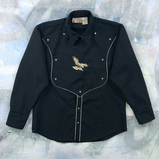 Vintage 60s Western Cowboy Eagle Pearl Button Shirt XL