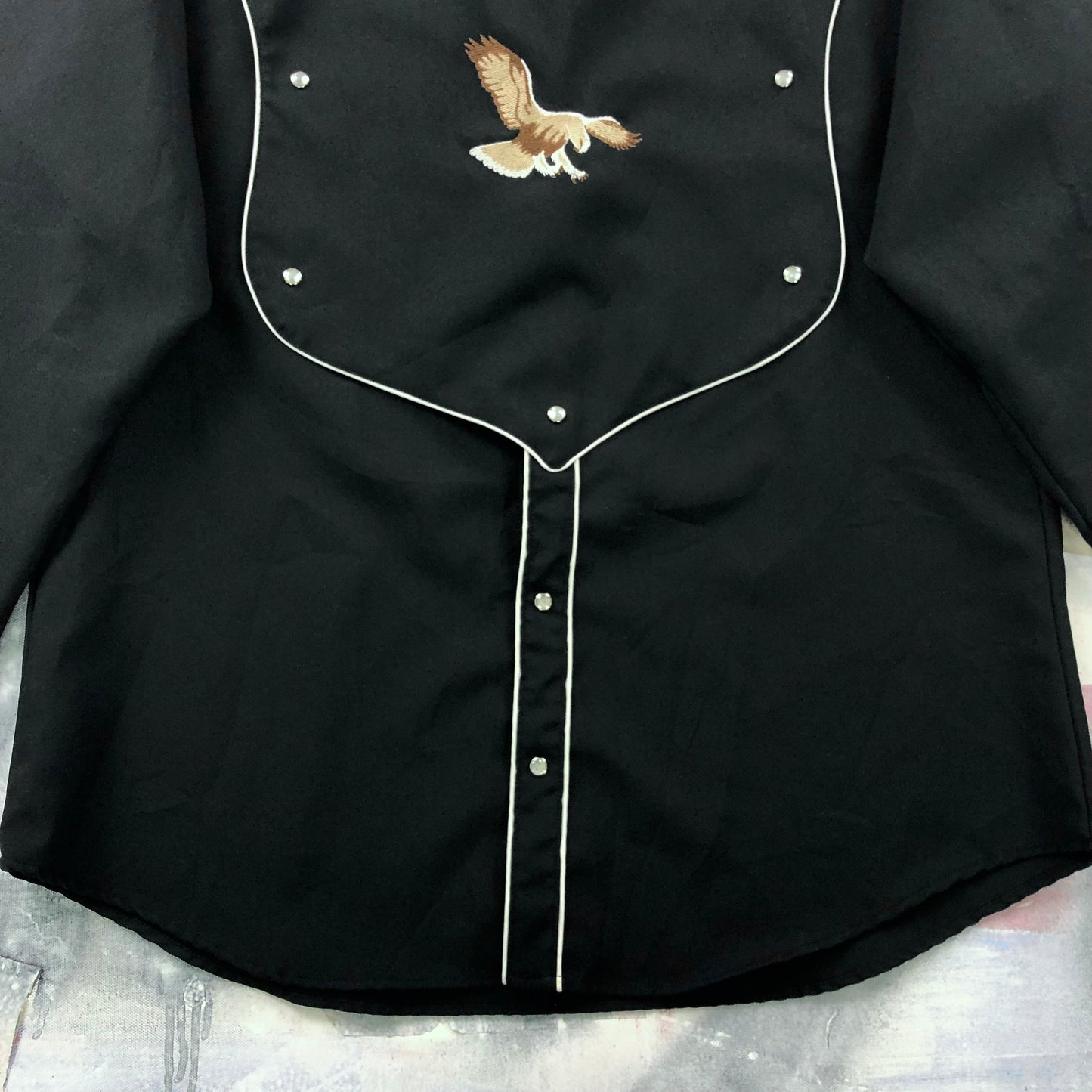 Vintage 60s Western Cowboy Eagle Pearl Button Shirt XL