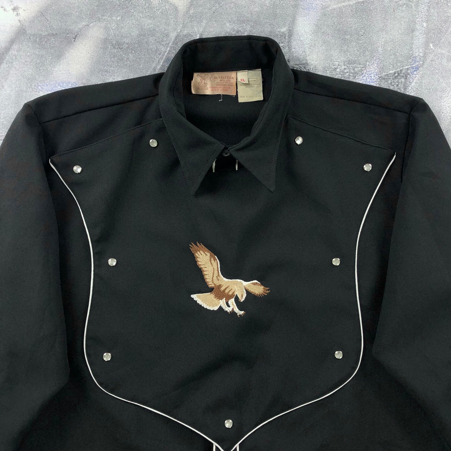 Vintage 60s Western Cowboy Eagle Pearl Button Shirt XL