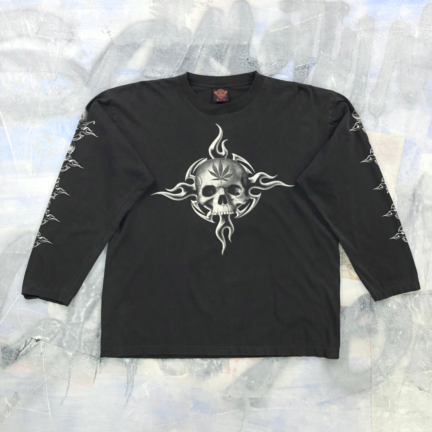 Vintage Y2K Skull Faces Rock Eagle Long Sleeve T Shirt XL