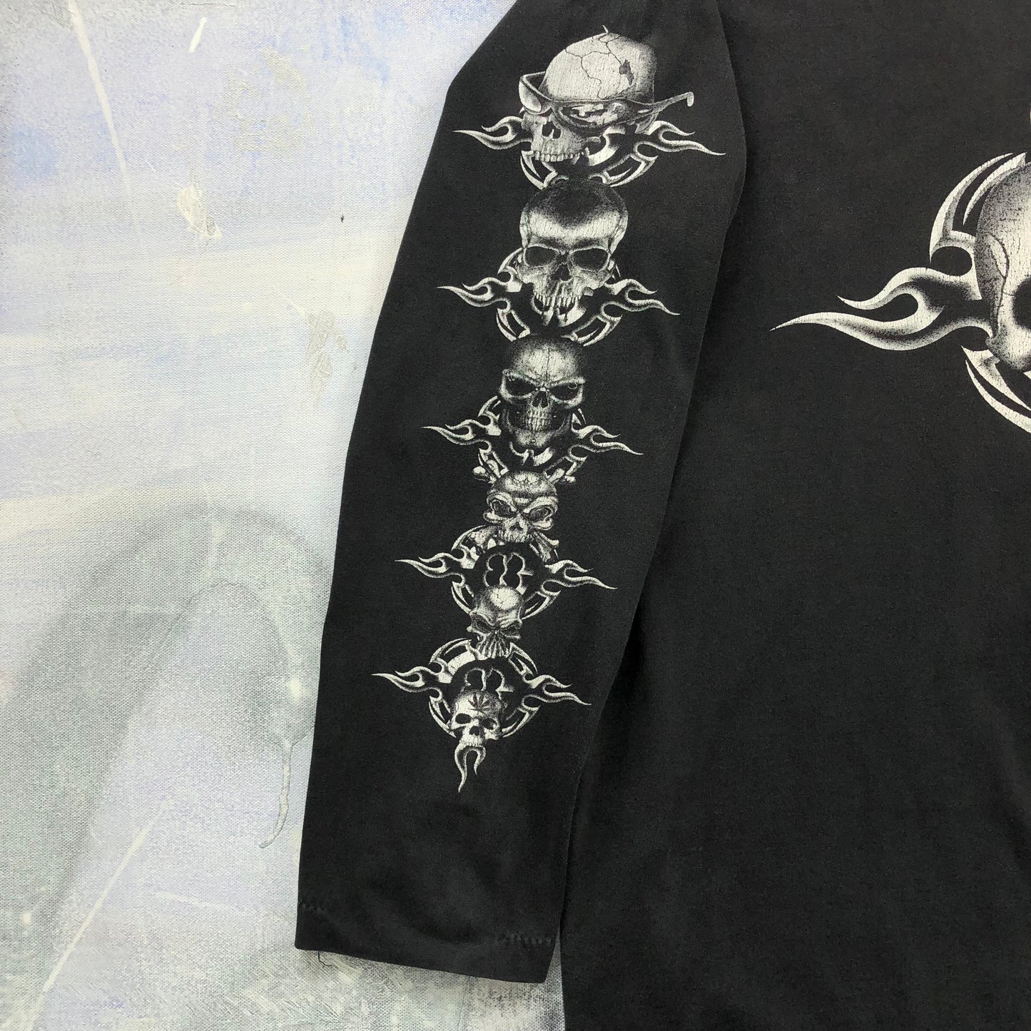 Vintage Y2K Skull Faces Rock Eagle Long Sleeve T Shirt XL