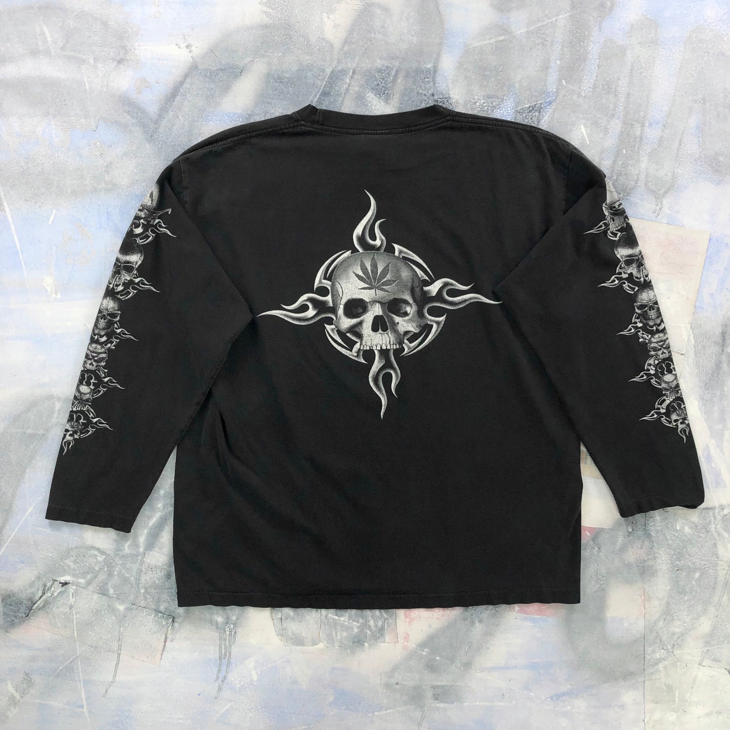 Vintage Y2K Skull Faces Rock Eagle Long Sleeve T Shirt XL