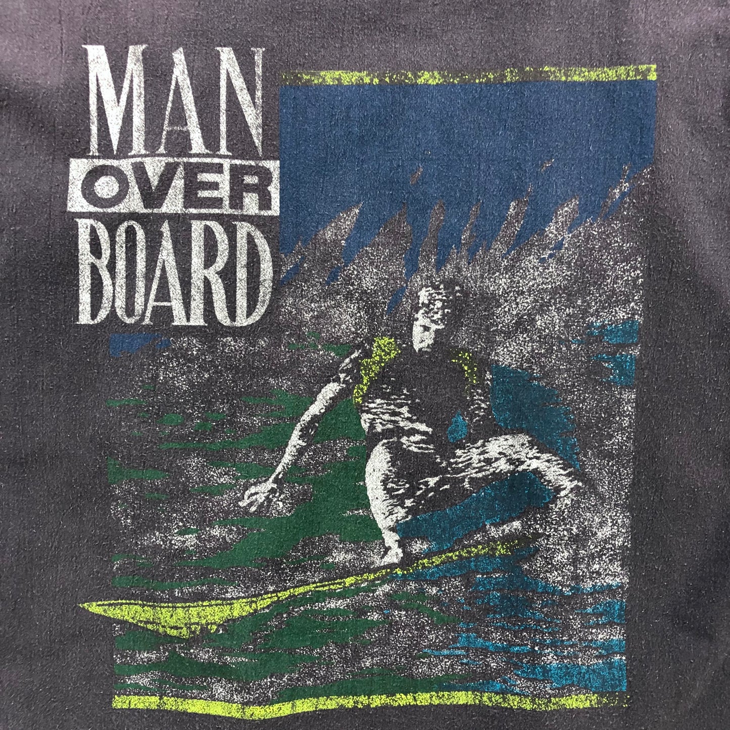 Vintage Man Over Board Surfing Ringer T Shirt XXL