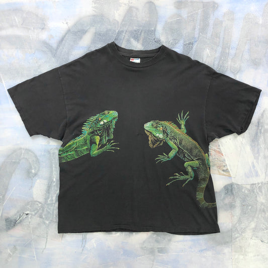 Vintage 90s Iguanas Harlequin T Shirt XXL