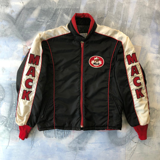 Vintage 80's Mack Trucks Quilted Racing Zip Jacket L
