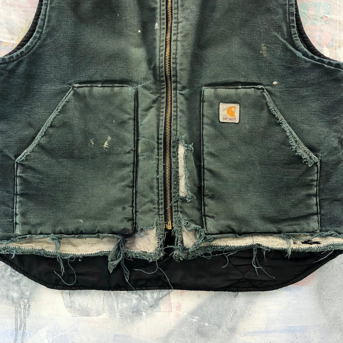 Vintage Carhartt V01 Distressed Workwear Zip Vest L