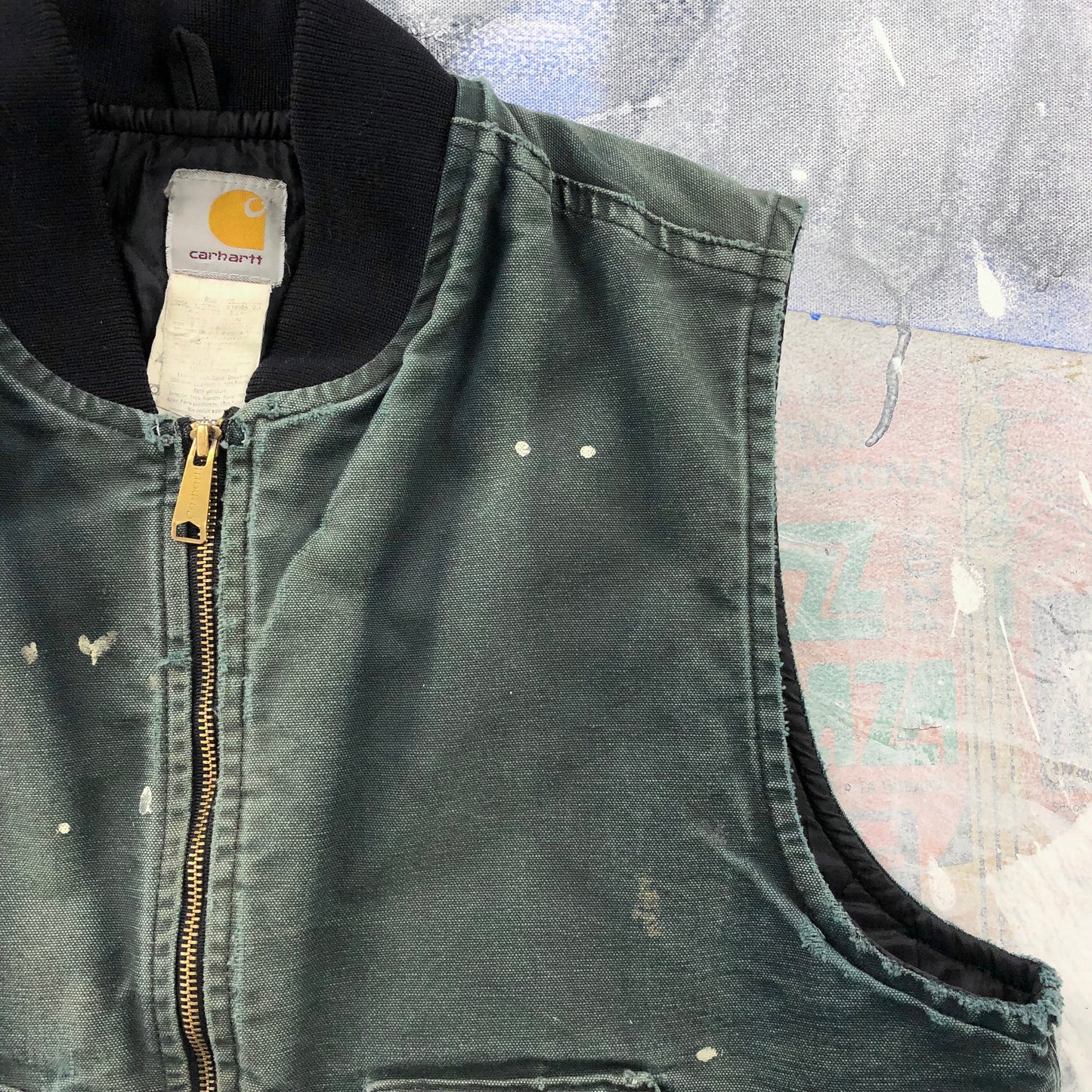 Vintage Carhartt V01 Distressed Workwear Zip Vest L