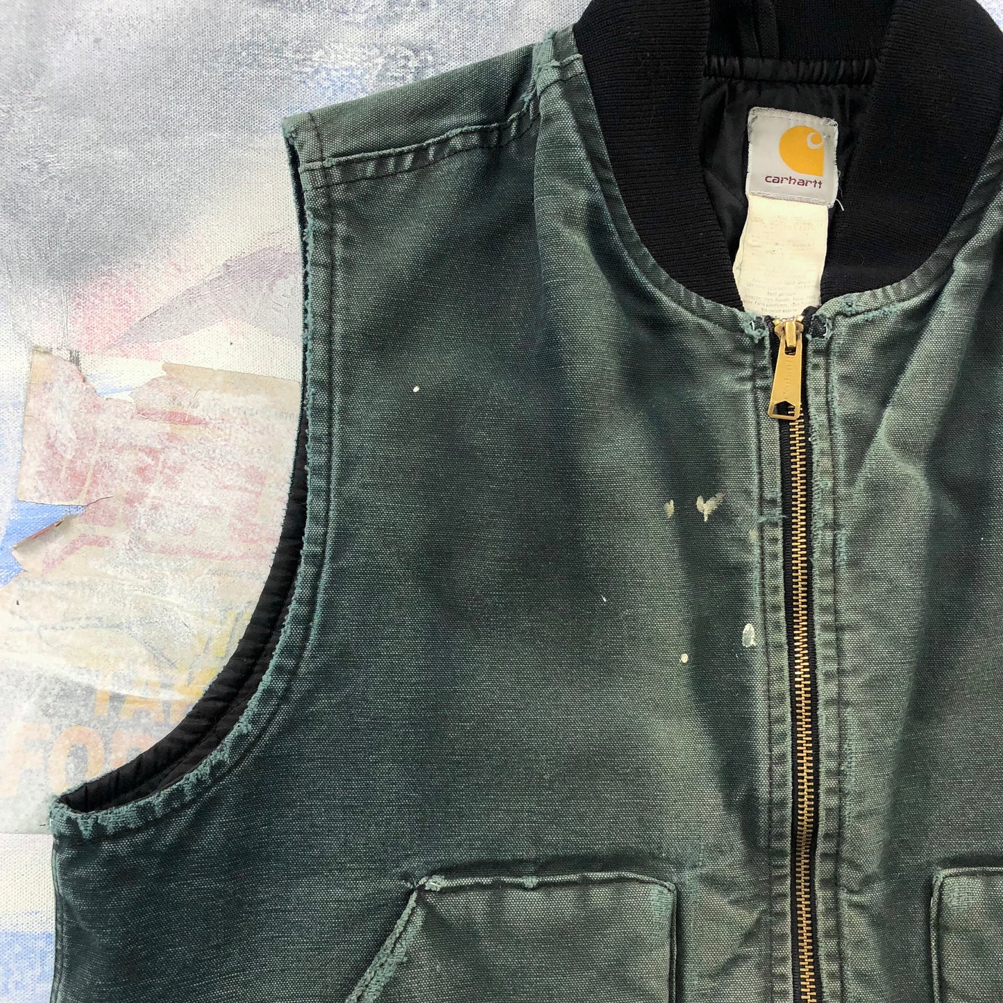 Vintage Carhartt V01 Distressed Workwear Zip Vest L