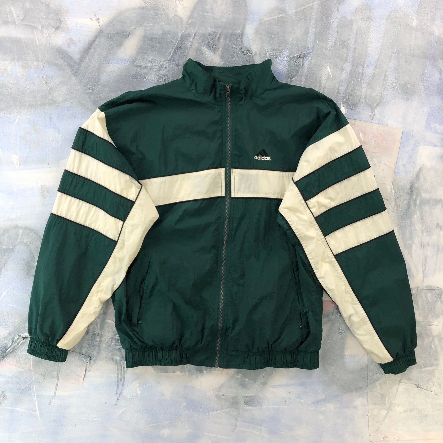 Vintage 90s Adidas Three Stripes Blanket Lined Windbreaker Zip Jacket XL