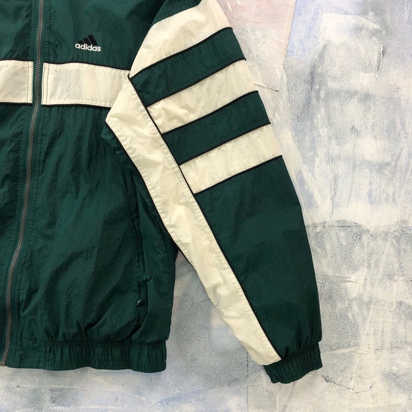 Vintage 90s Adidas Three Stripes Blanket Lined Windbreaker Zip Jacket XL