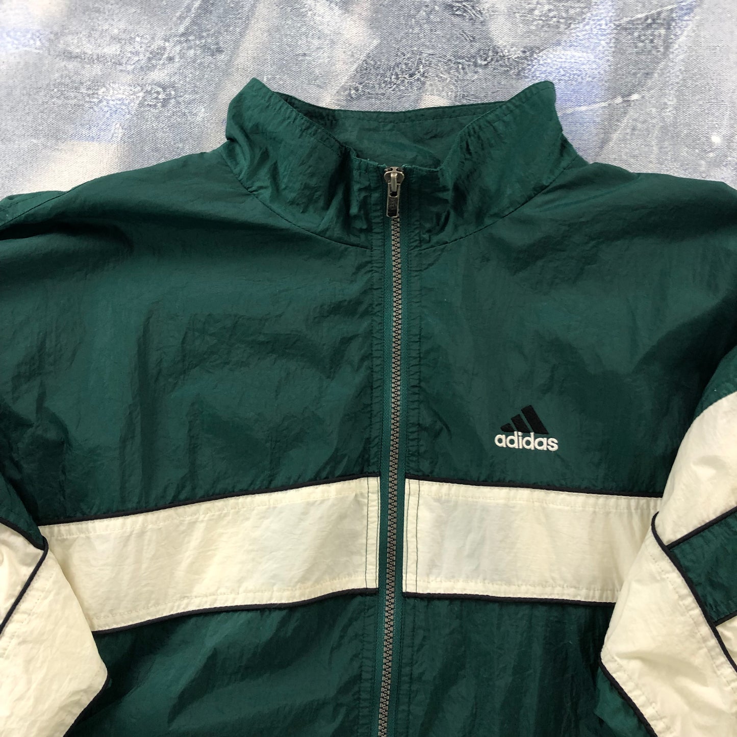 Vintage 90s Adidas Three Stripes Blanket Lined Windbreaker Zip Jacket XL