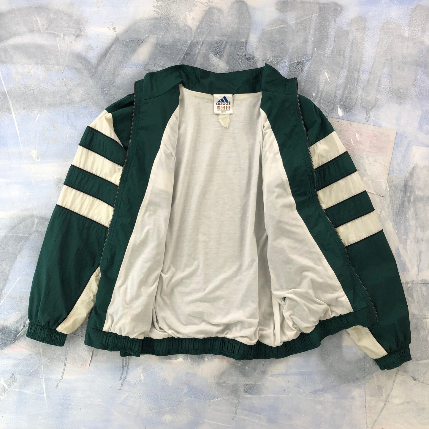 Vintage 90s Adidas Three Stripes Blanket Lined Windbreaker Zip Jacket XL