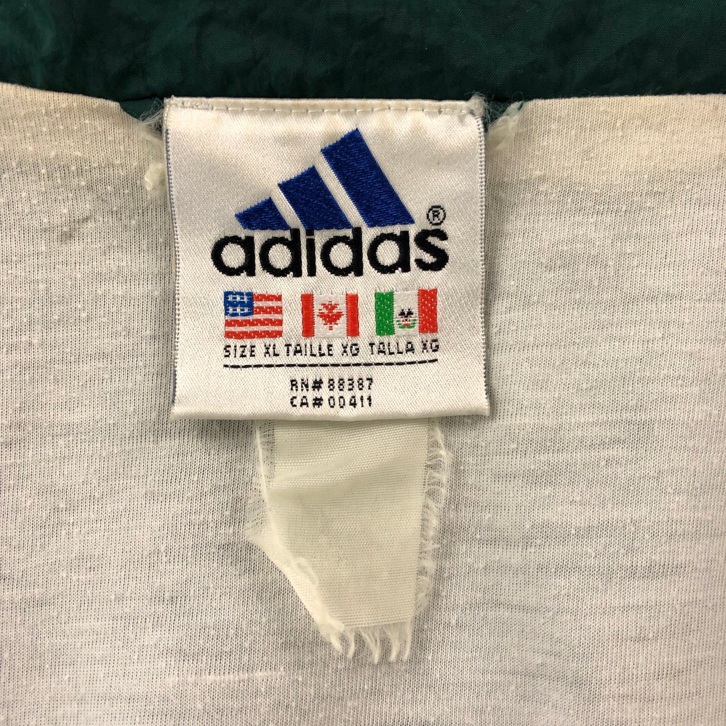 Vintage 90s Adidas Three Stripes Blanket Lined Windbreaker Zip Jacket XL