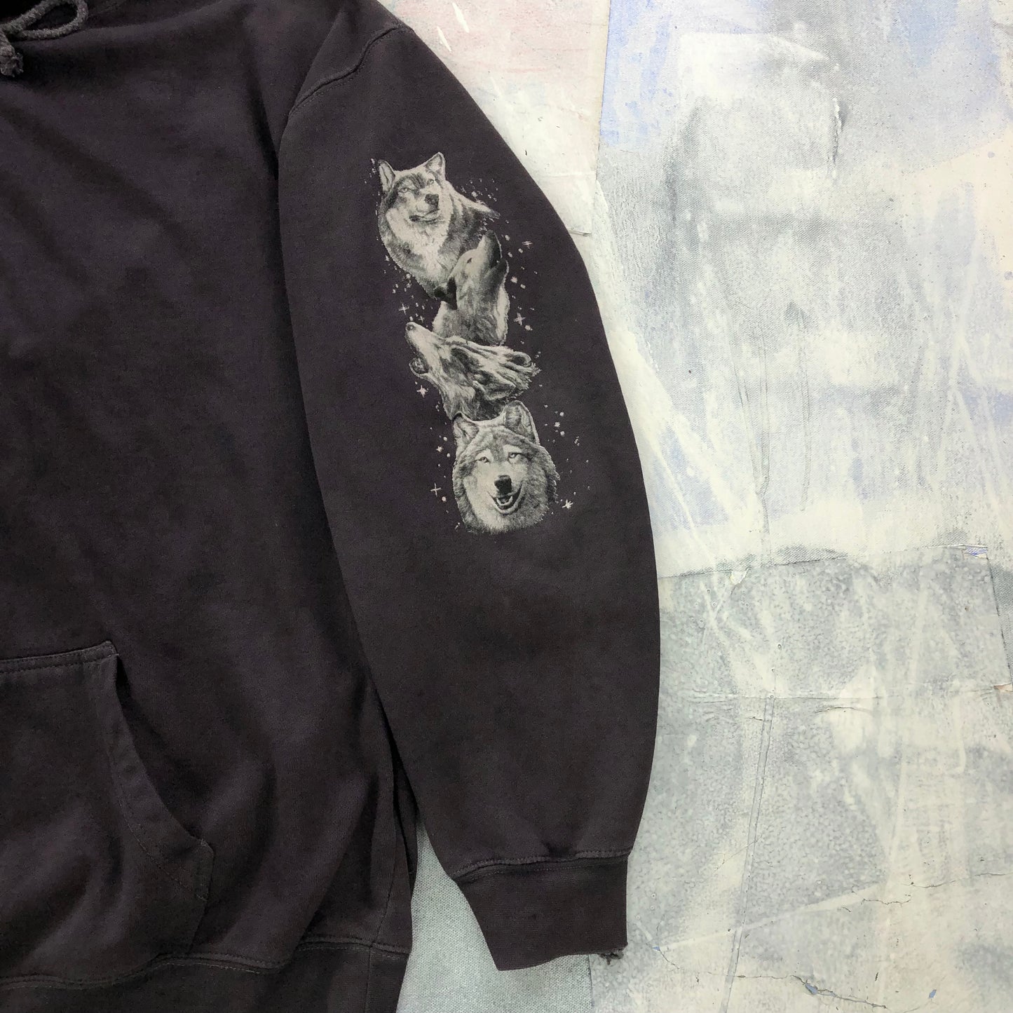 Vintage Wolf Pack Hoodie Zip Sweatshirt XXL