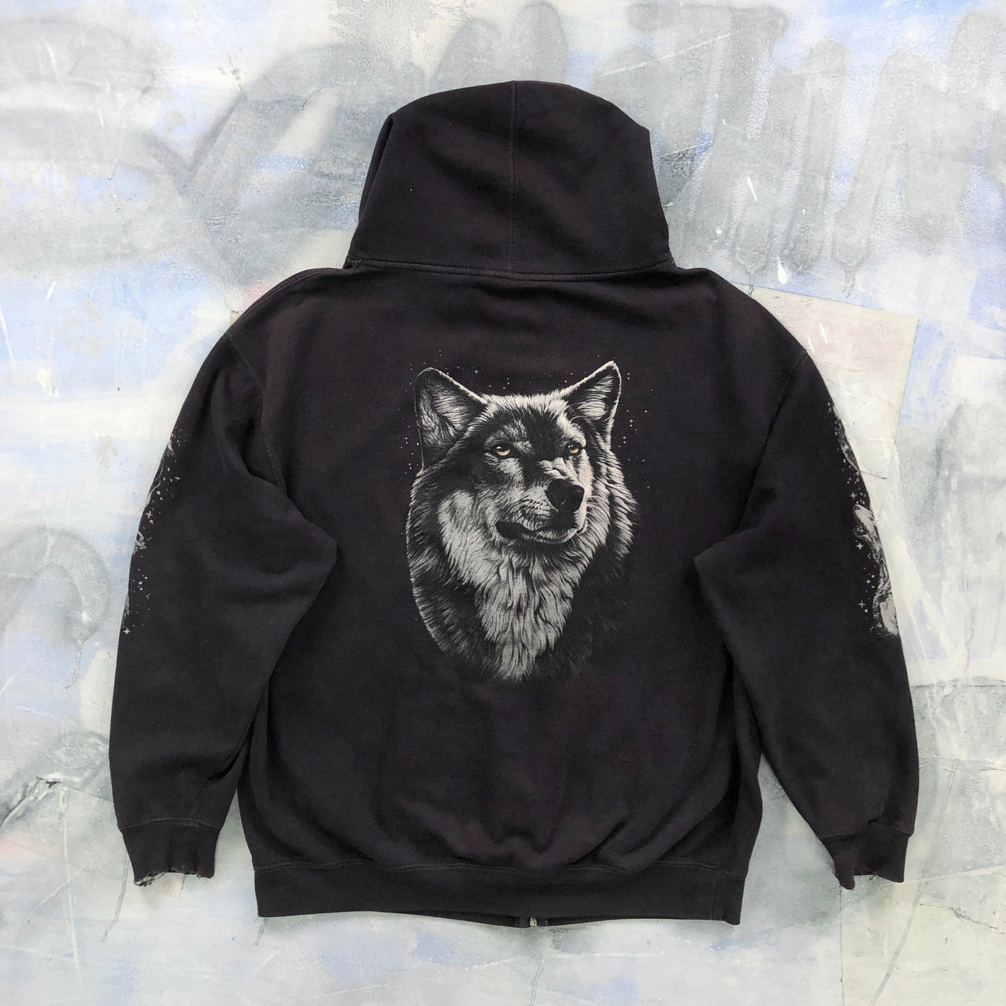 Vintage Wolf Pack Hoodie Zip Sweatshirt XXL