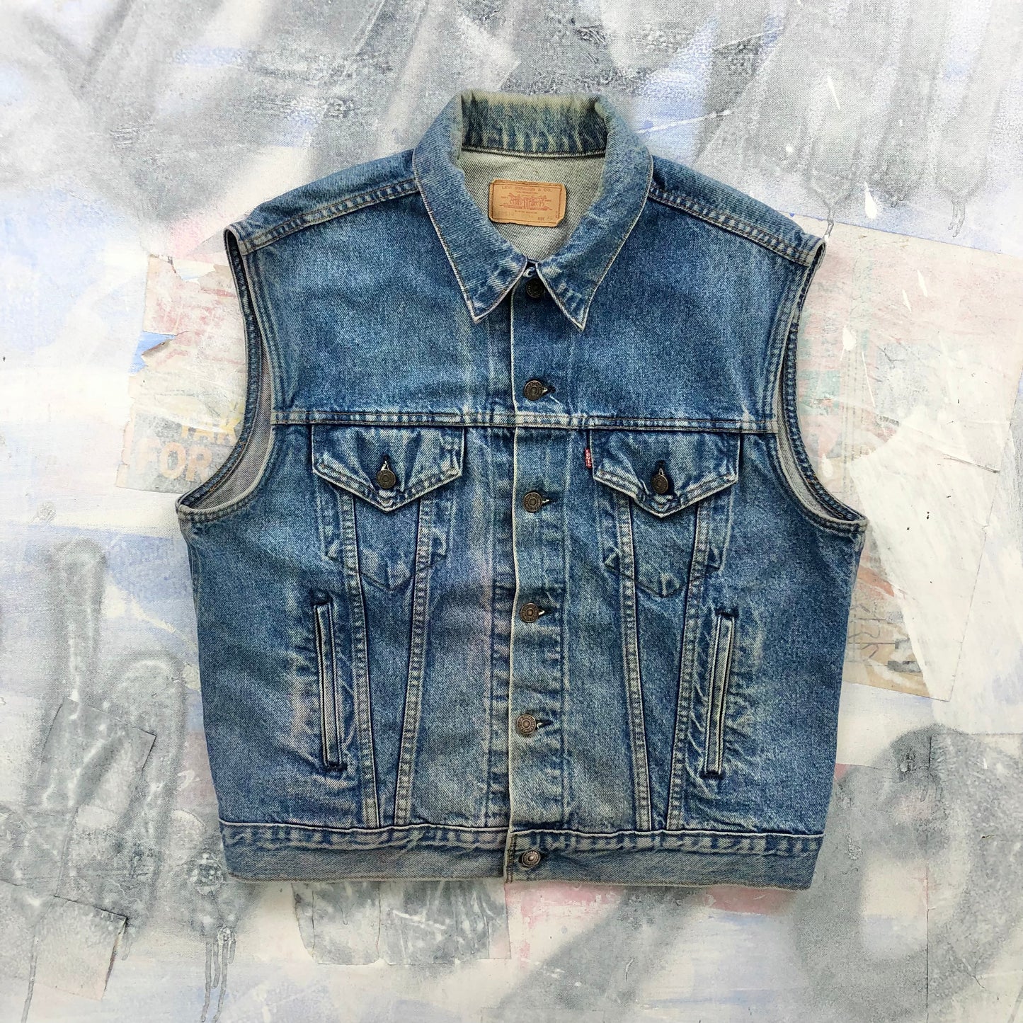 Vintage USA 80s Levis Denim Button Vest Jacket XL