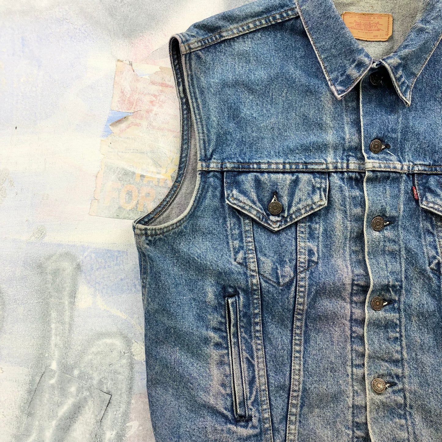 Vintage USA 80s Levis Denim Button Vest Jacket XL