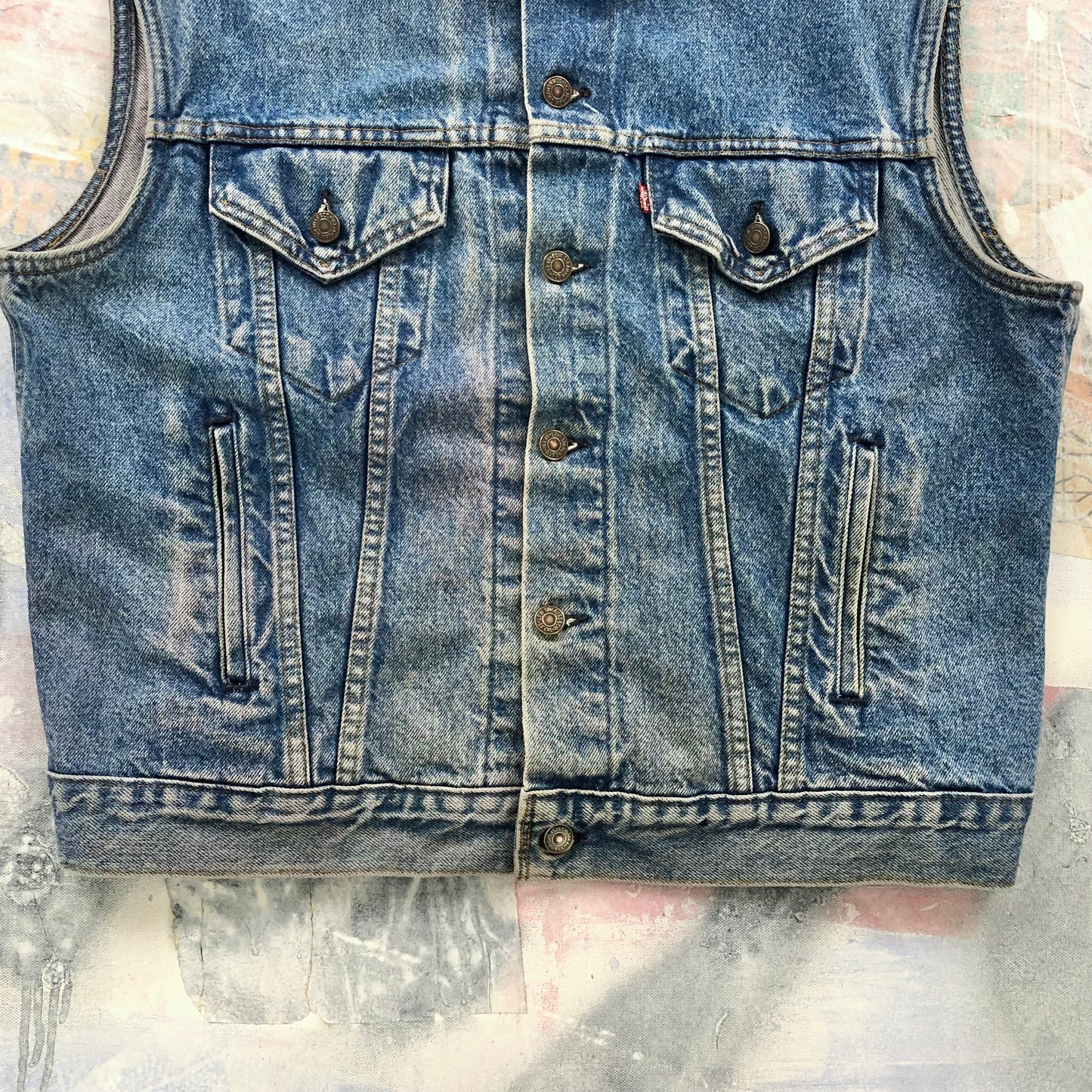 Vintage USA 80s Levis Denim Button Vest Jacket XL